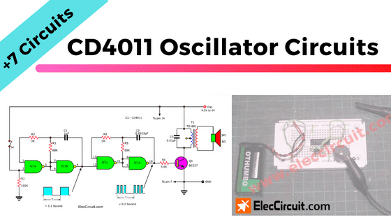 CD4011 Circuito oscilador con puertas inversoras.