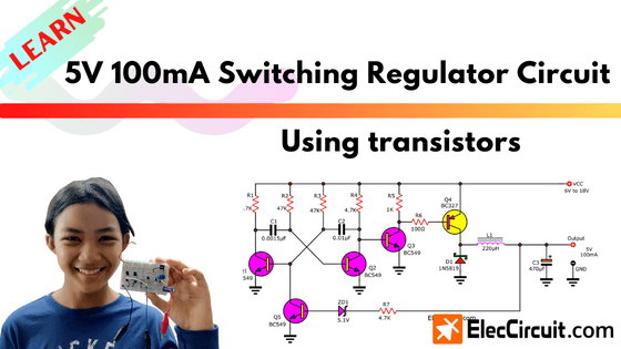 Circuito regulador de conmutación de 5 V que utiliza transistores