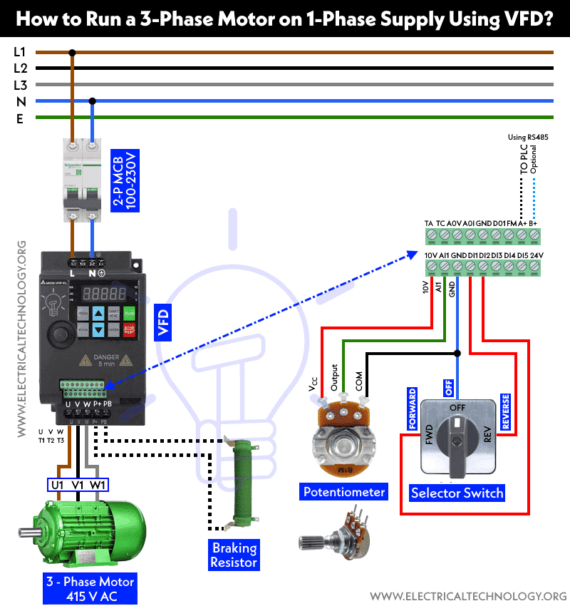 ¿Cómo hacer funcionar un motor trifásico con suministro monofásico utilizando VFD?