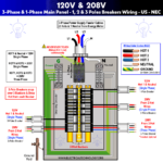 ¿Cómo cablear el panel principal de 120 V y 208 V? Cableado del centro de carga de 3 Φ