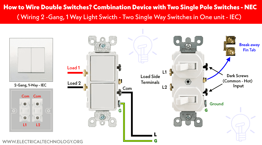 ¿Cómo cablear un interruptor doble? Interruptor de 2 unidades y 1 vía